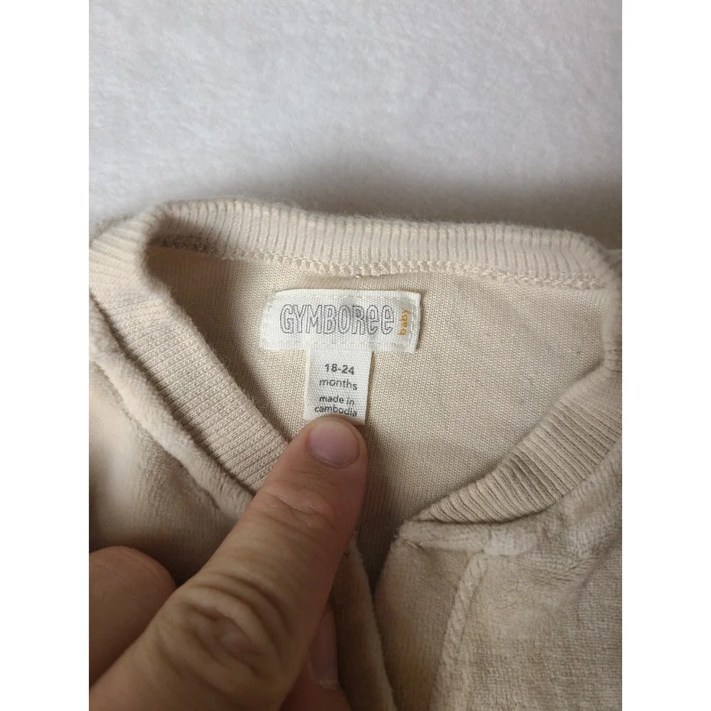 Gymboree Jumpsuit Baby 18-24M Cream Velour Button Front Long Sleeve 2393